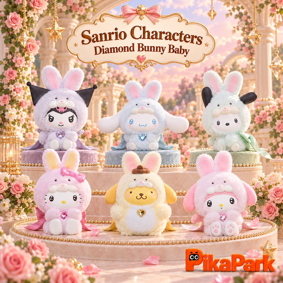 Sanrio Diamond Bunny Baby Series Plush Keychain Doll
